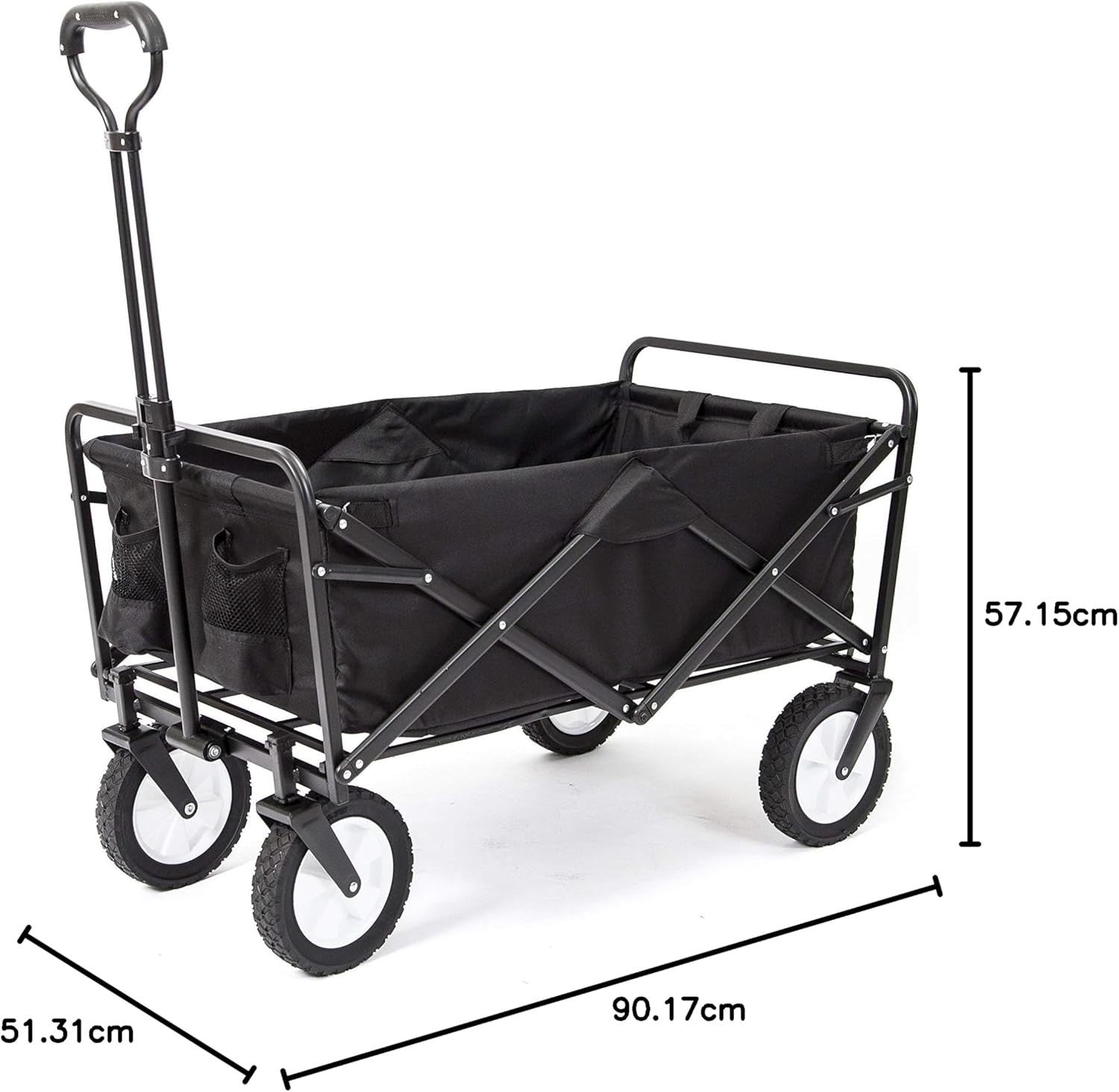 Folding Wagon Cart 150lb Load Heavy Duty Large Capacity Compact Utility Black