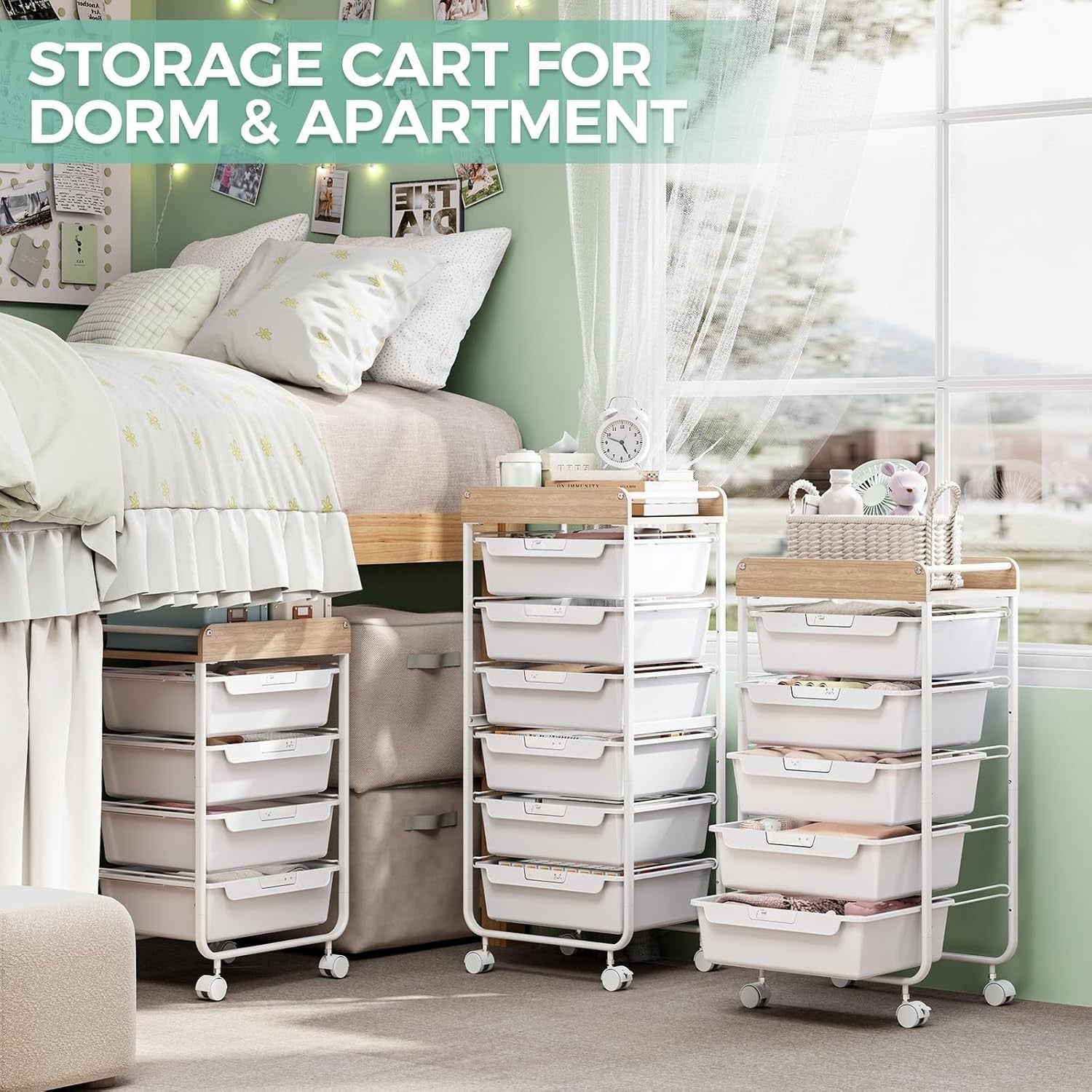 White 4 Drawer Rolling Storage Trolley Craft Office Organizer Cart