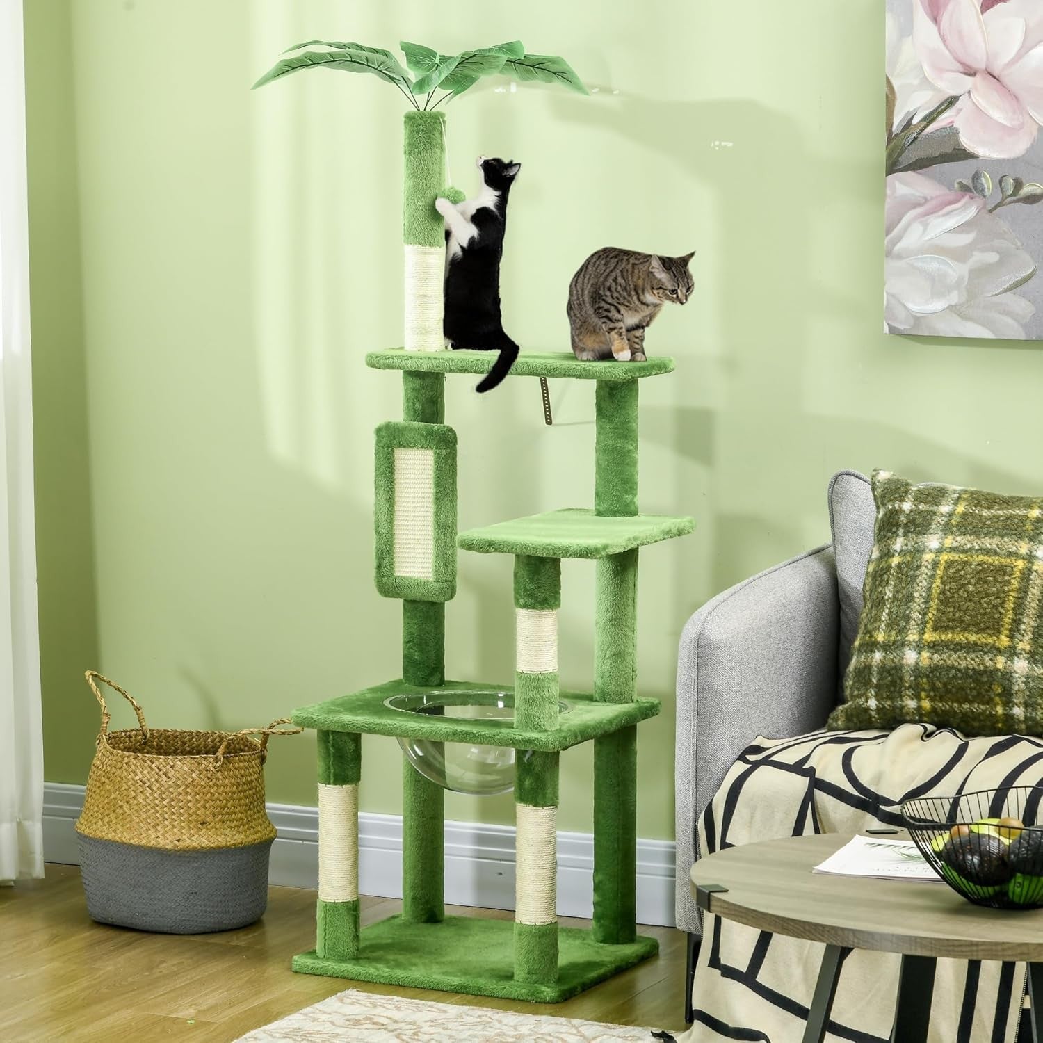 142cm Cat Tree Tower with Hammock Scratching Posts Multi-Level Indoor Play