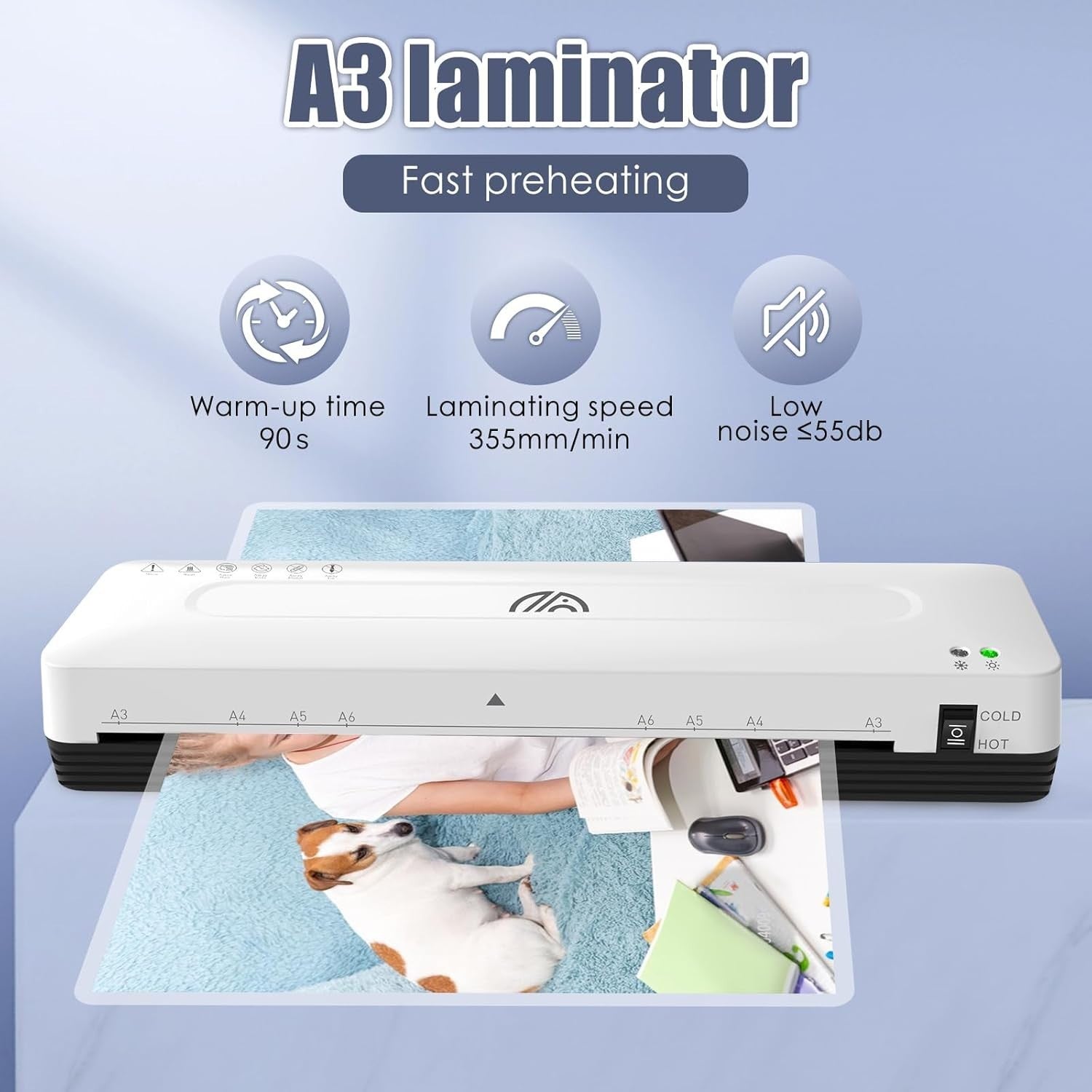 A3 Laminator 13 Inch Hot Cold Fast Warm Up Anti Jam 5-in-1 Kit