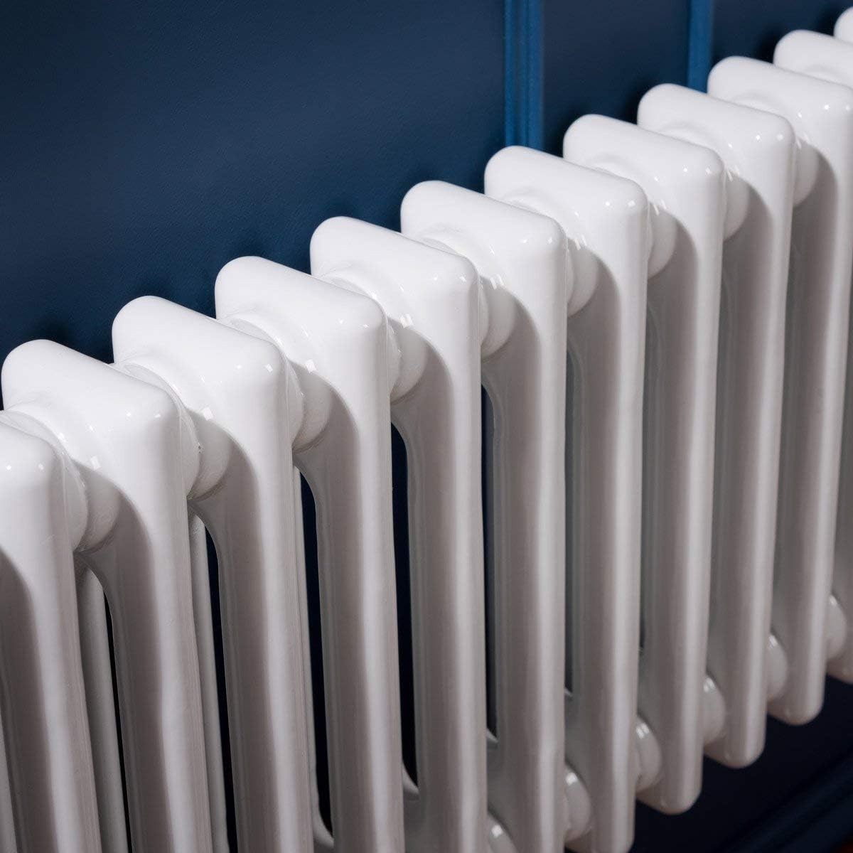 Double Column Horizontal Radiator 300x1460mm White Cast Iron Style