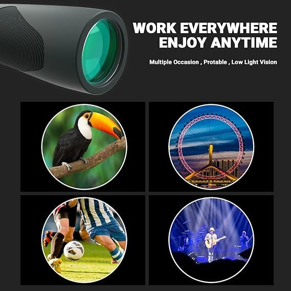 10x42 Waterproof HD Binoculars with Wide View & FMC Lens for Travel & Bird Watch