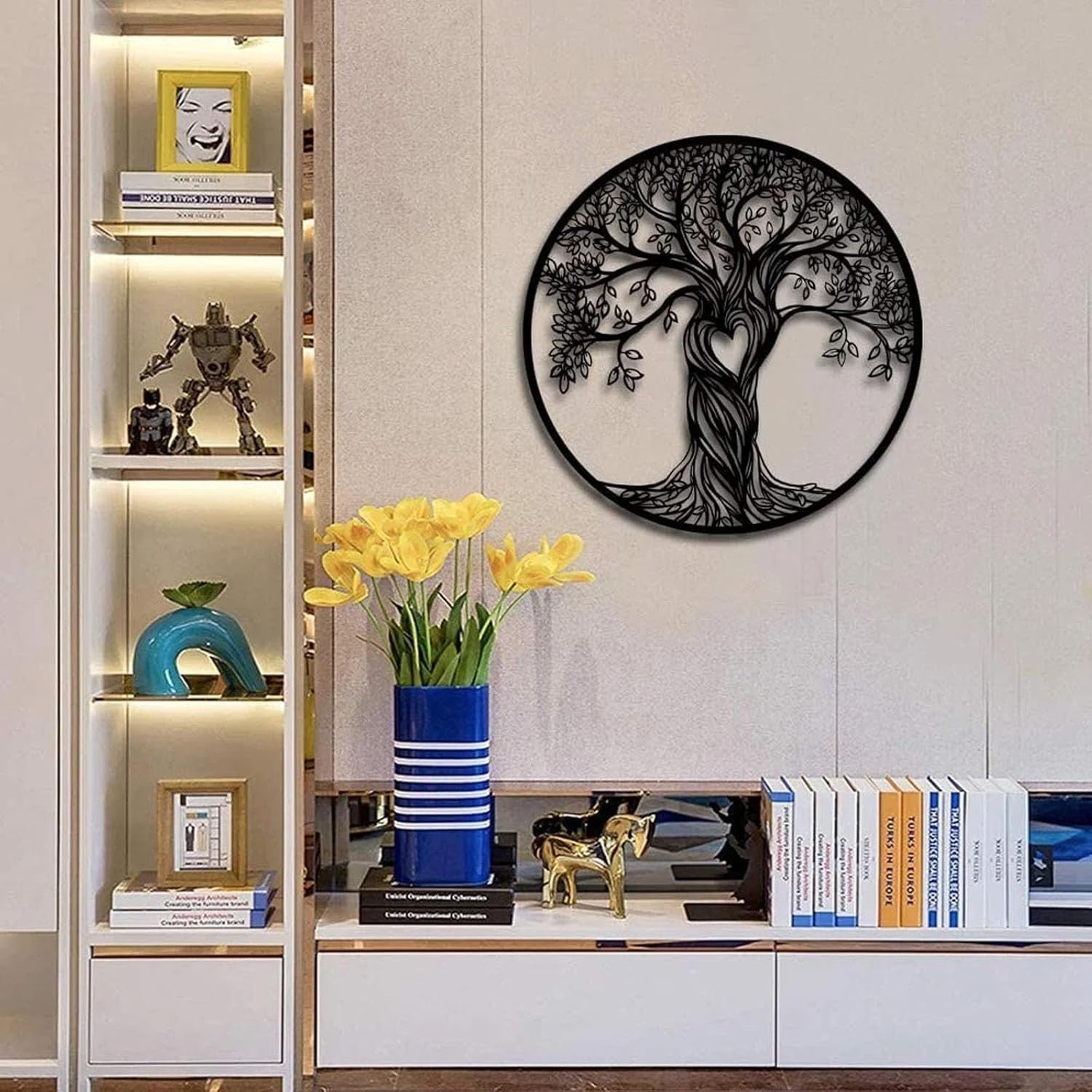 Tree of Life Metal Wall Art Family Tree Hanging Home Decor 30cm