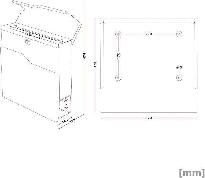 Lockable Wall Mounted Mailbox with Newspaper Slot Durable Steel Postbox