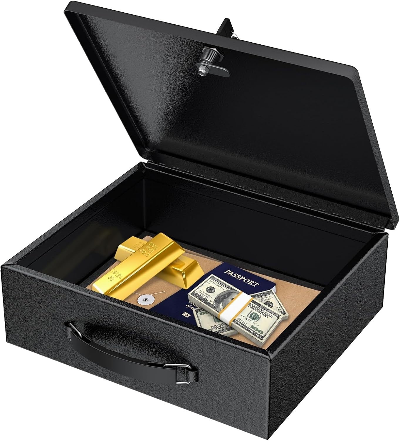 Fireproof Document Box Key Lock A4 File Cash Passport Security Chest
