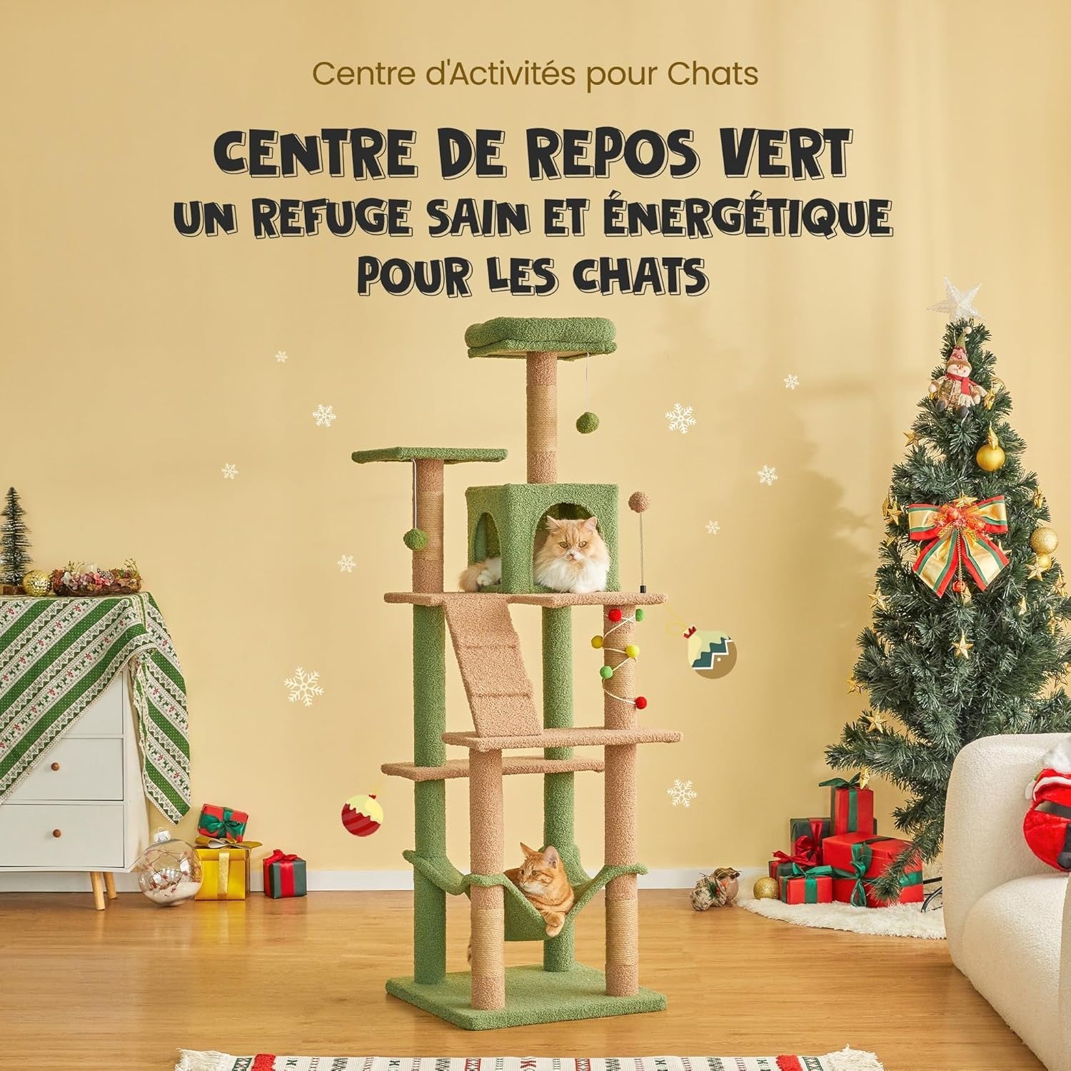 Cat Tree 163cm Tall Multi Level Tower Scratching Post Hammock Condo