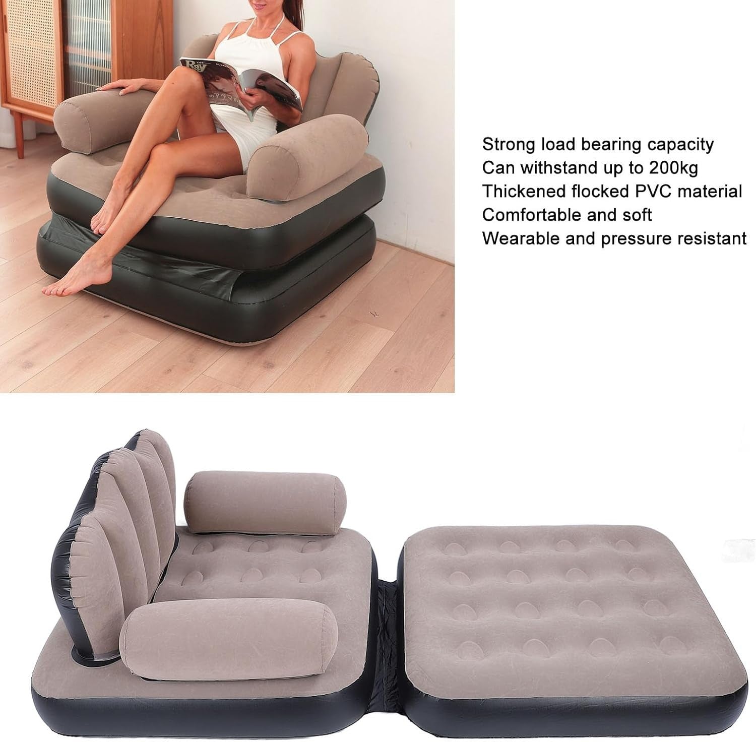 Inflatable Couch Mattress – Portable Foldable Sofa Bed, Thick PVC