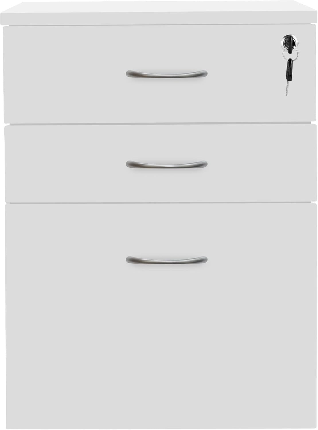 White Mobile Filing Cabinet 3 Drawer Lockable Under Desk A4