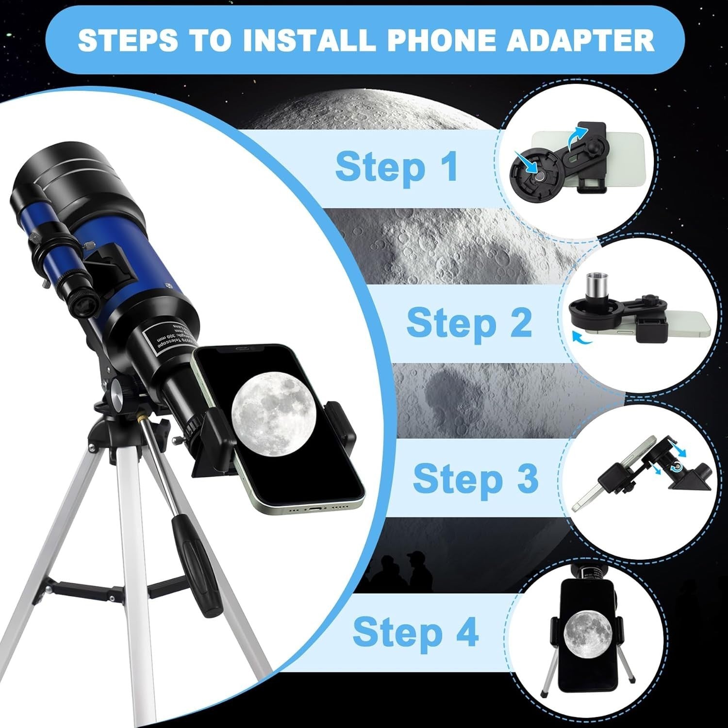 70mm Beginner Telescope for Kids & Adults with Tripod & Phone Adapter