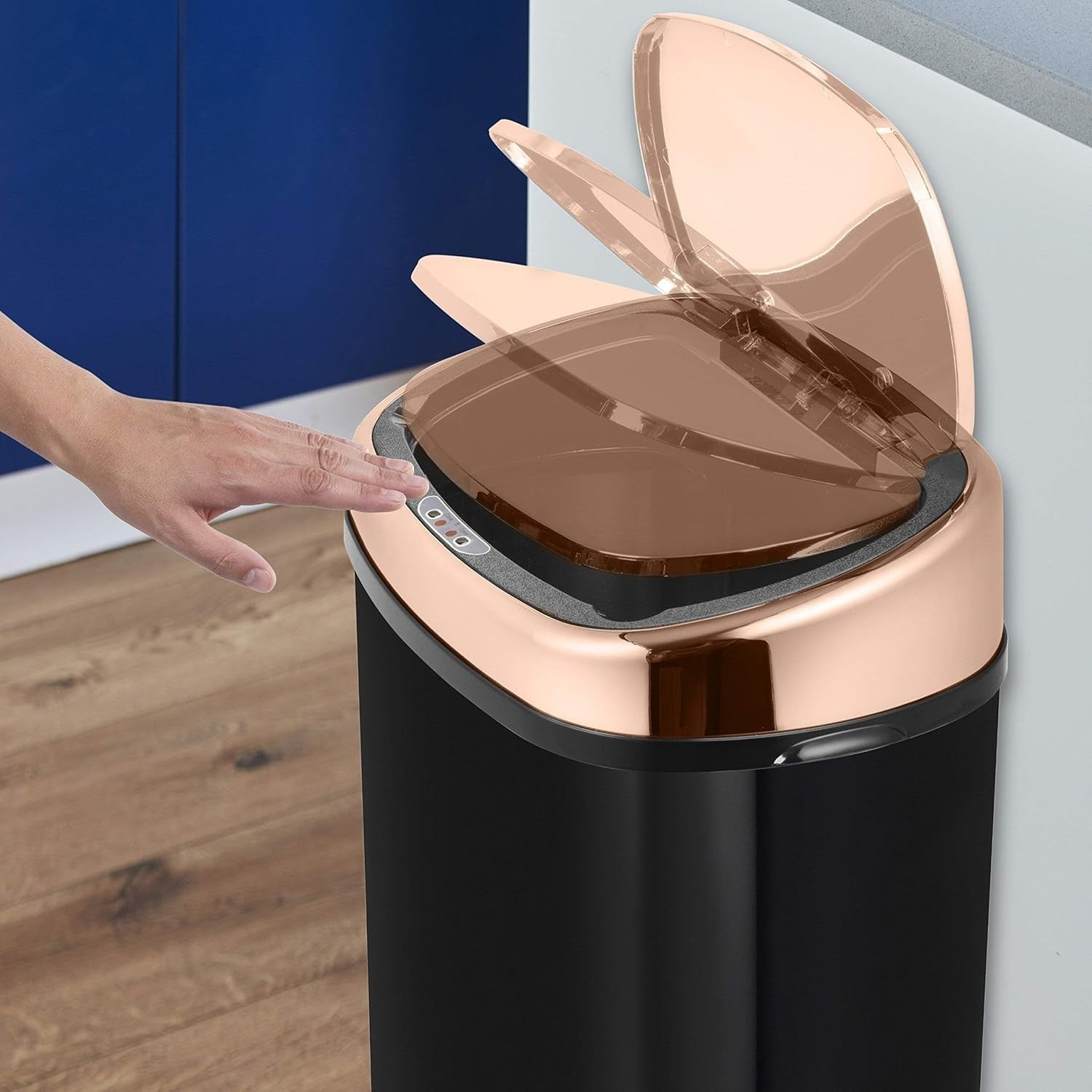 58L Sensor Kitchen Bin Automatic Soft Close Black Rose Gold