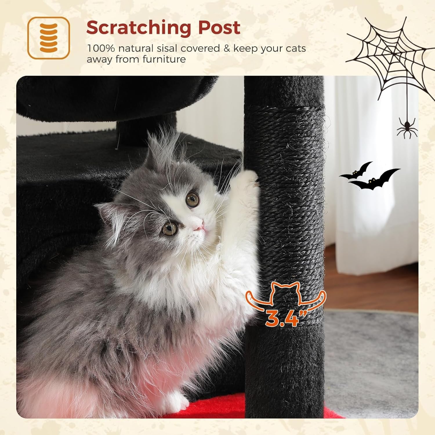 Gothic Cat Tree Tower Condo Hammock Scratching Post Indoor Play 79cm
