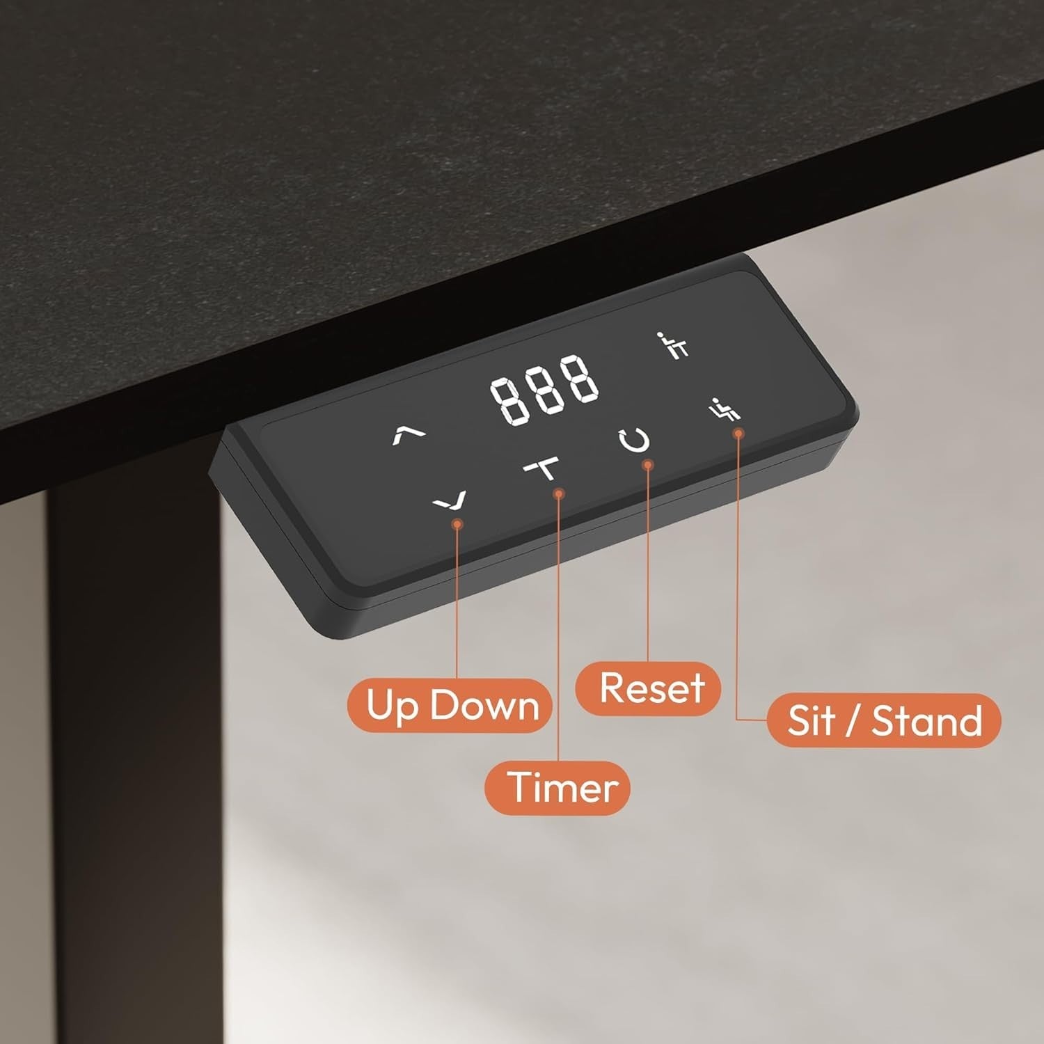 Electric Height Adjustable Standing Desk 110x60cm w/Cup Holder & Hooks