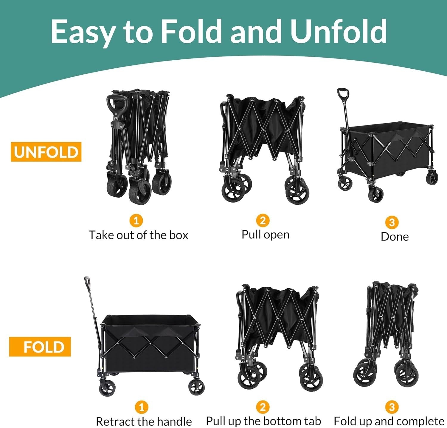 Heavy Duty Folding Wagon Cart 140L Utility Trolley Garden Camping Sports