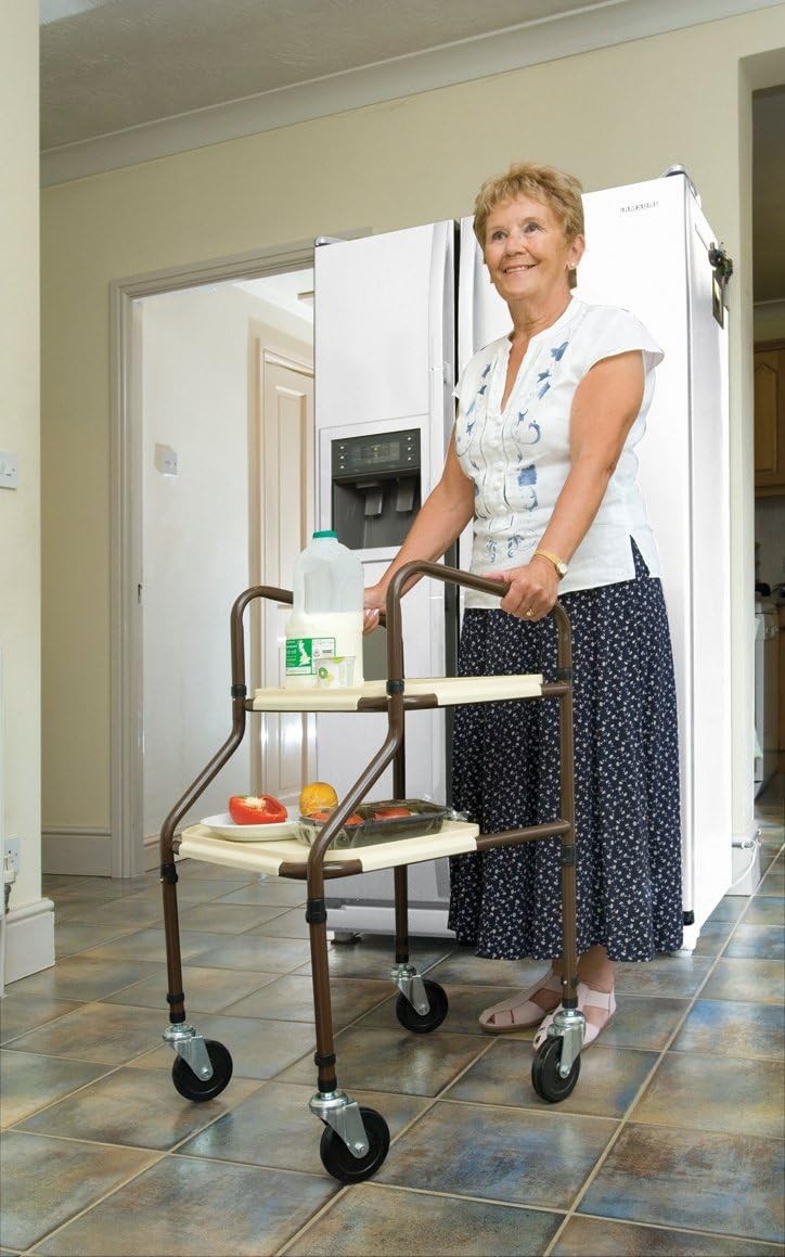 Home Helper Mobility Trolley Wheels Height Adjustable Walking Aid Trays