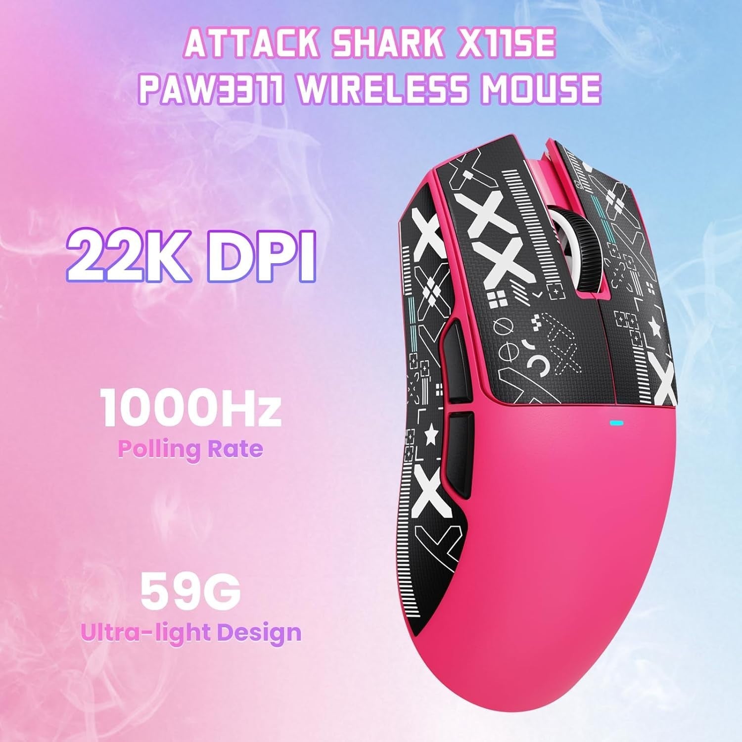 Wireless Gaming Mouse 22000 DPI 65H BT 2.4G USB Berry Grip