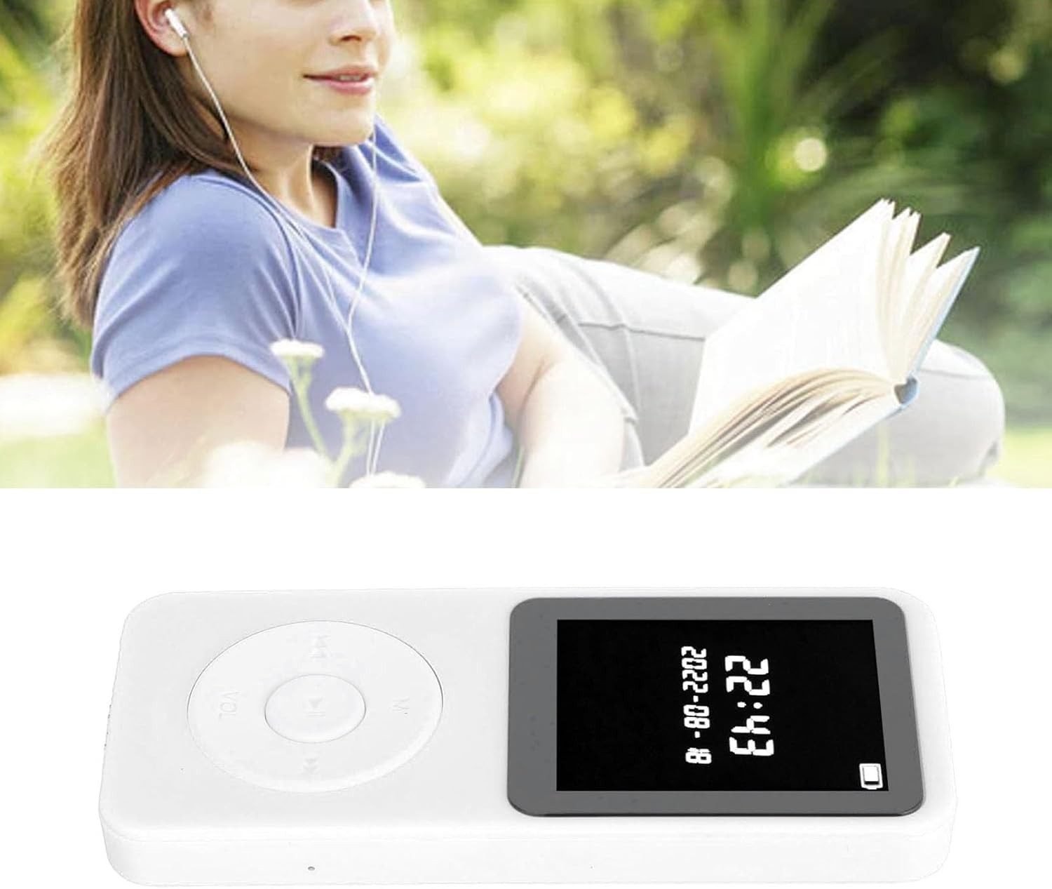 Bluetooth 5.0 MP3 Player 1.77" LCD Screen FM Speaker 16GB White
