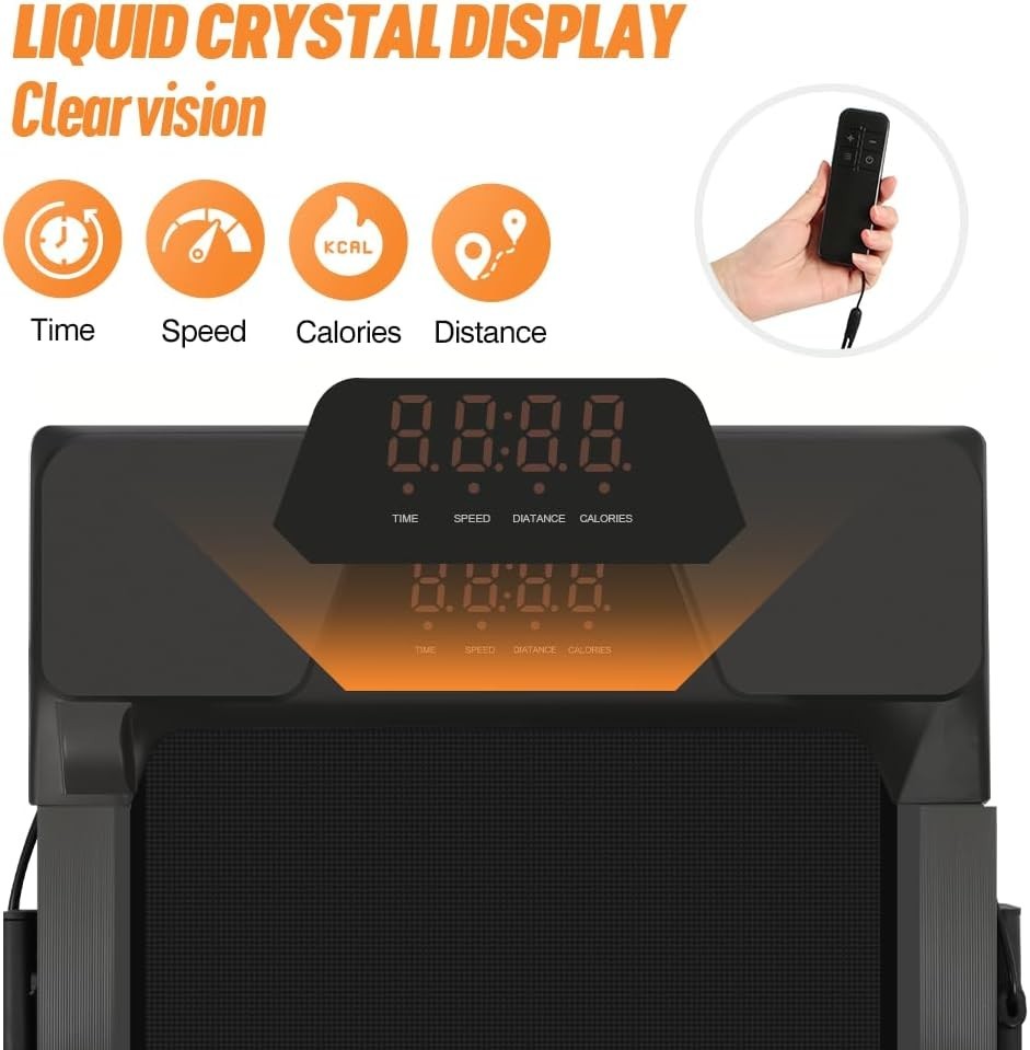 2-in-1 Foldable Under Desk Treadmill 2.5HP LED Home Gym Black