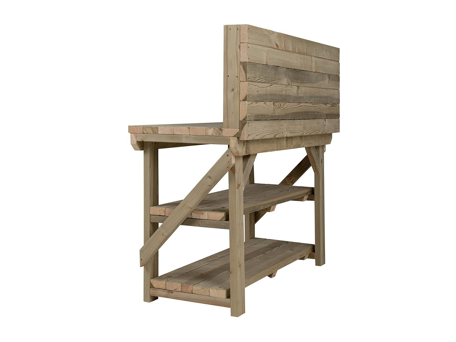 9ft Heavy Duty Workbench with Back Panel & Double Shelf – Pressure Treated