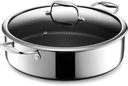 6.6L Deep Non Stick Sauté Pan with Lid – Induction & Oven Safe Stainless Steel