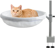 360° Rotating Cat Desk Hammock Washable Clamp On Kitty Bed White