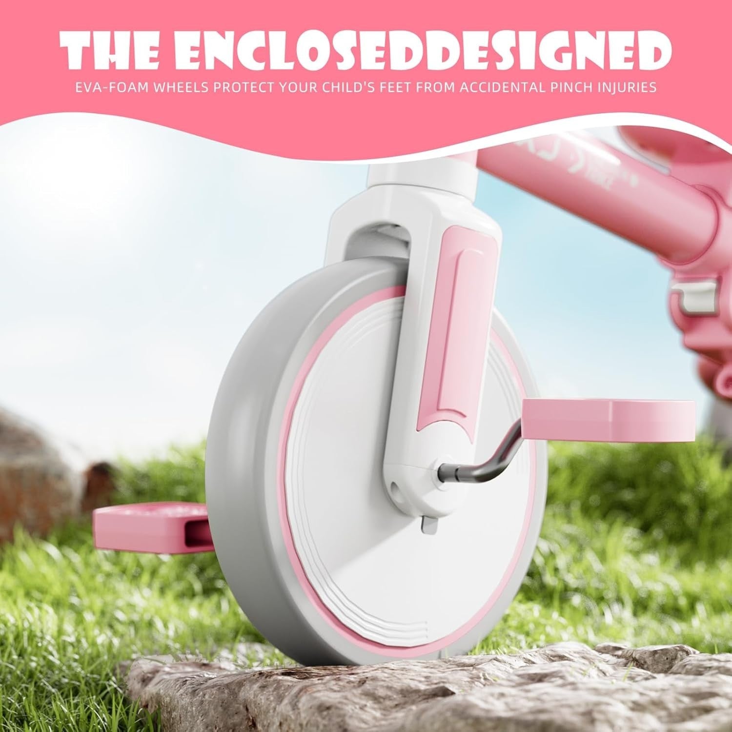 5 in 1 Toddler Tricycle Balance Bike Adjustable Push Handle Pink 1-3Y