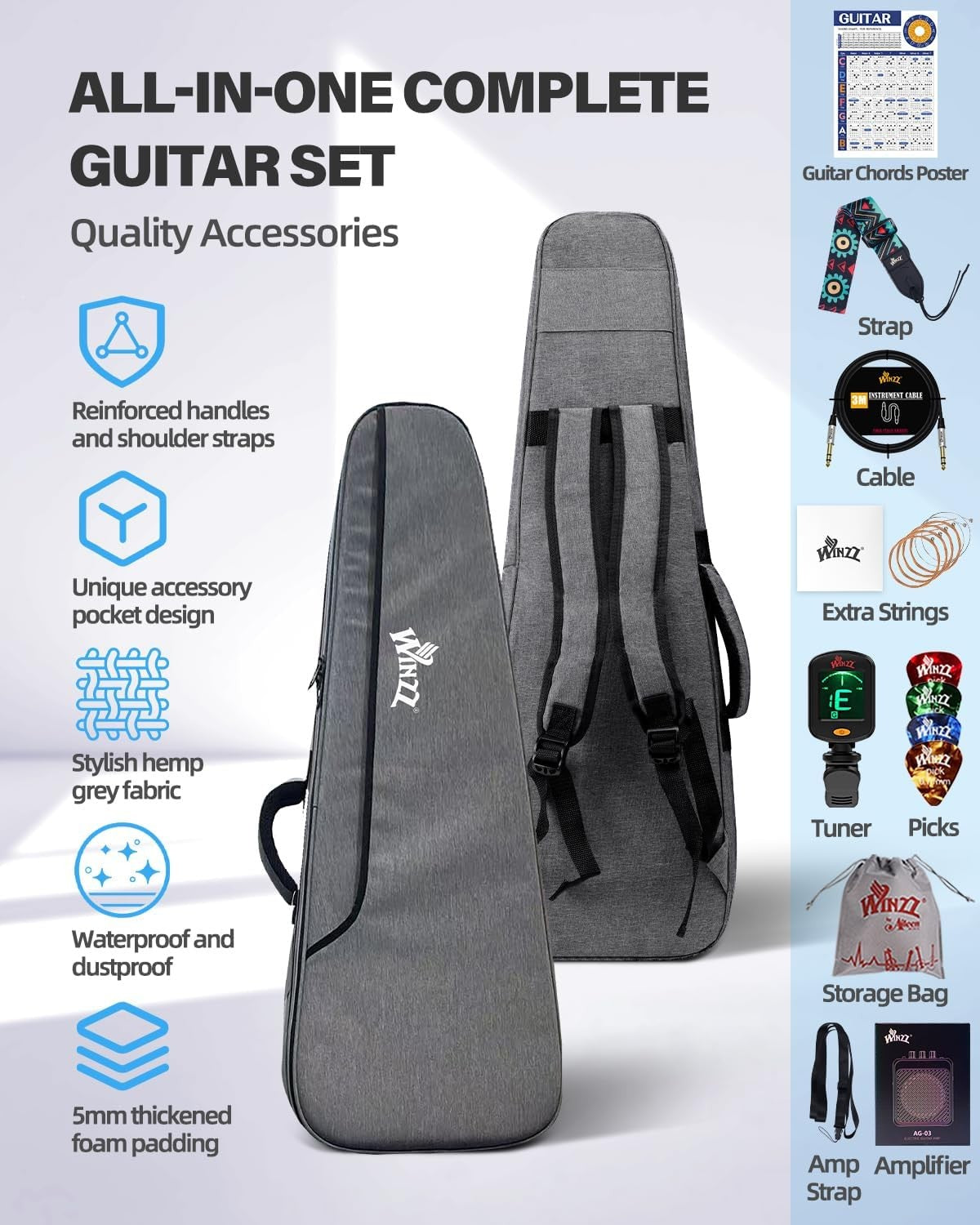 Kids Electric Guitar 30" 1/4 Size Starter Kit w/ Amp & Bag