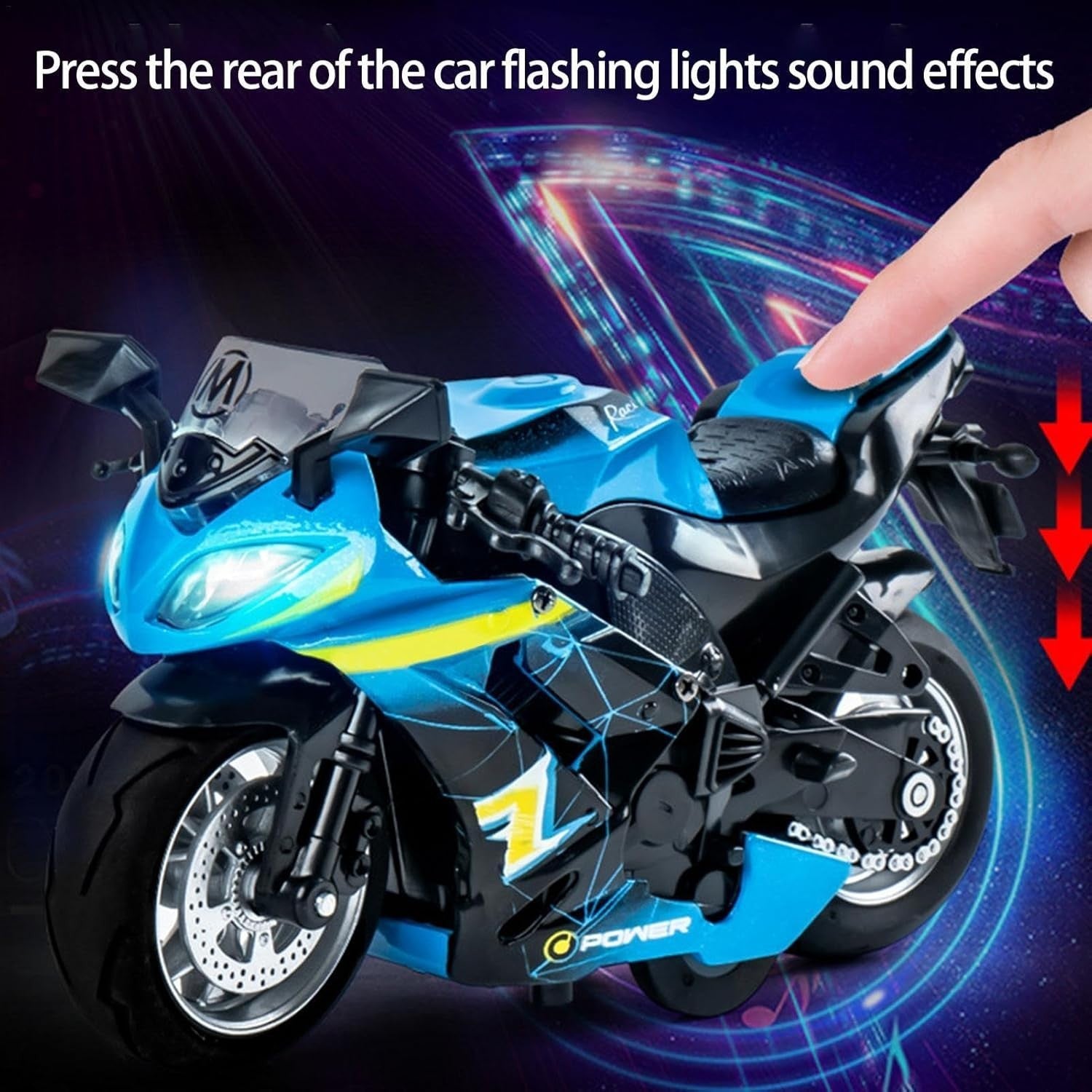 Pull Back Motorcycle Toy with Light & Sound | Durable Alloy Model for Kids