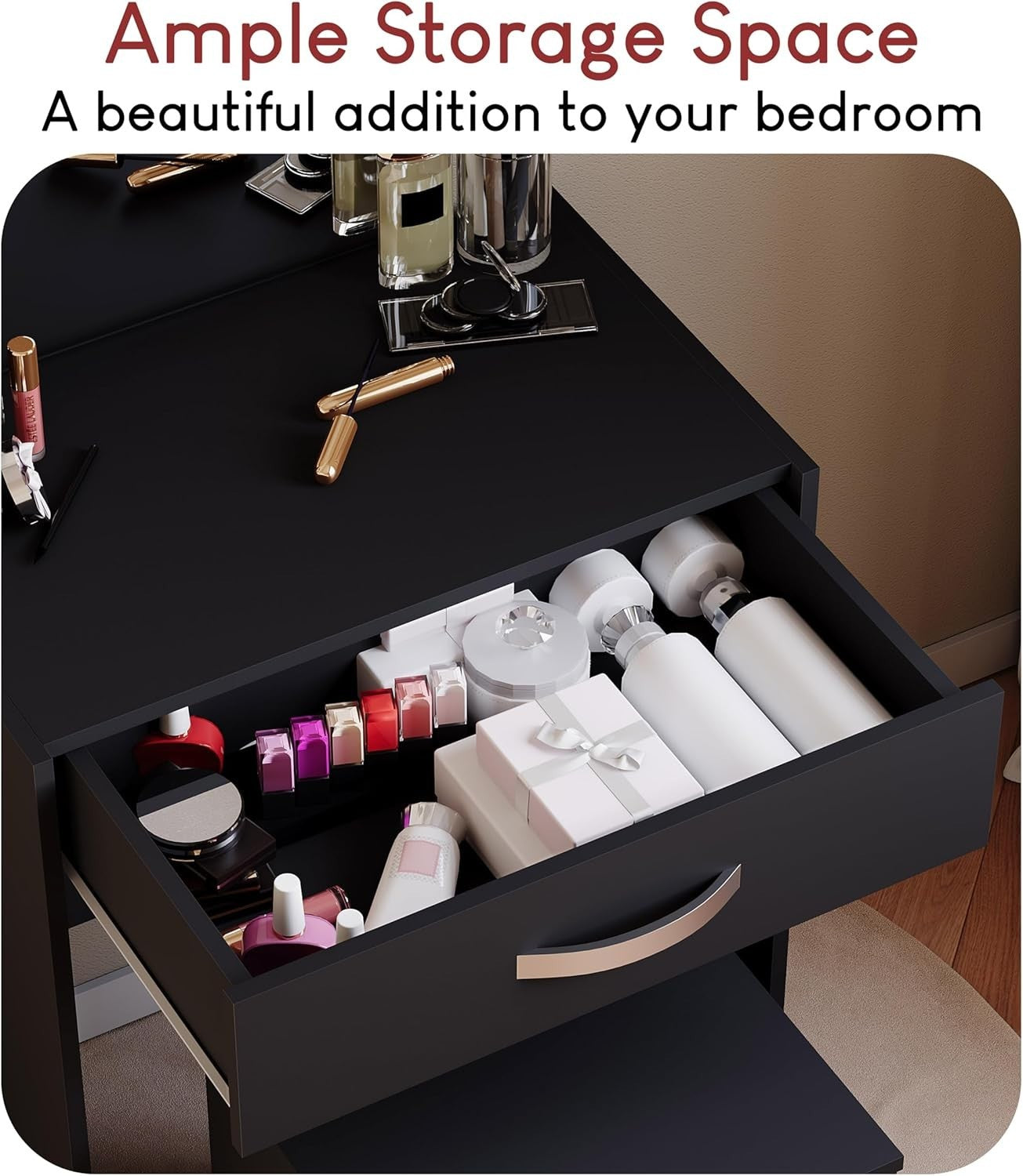 Black Storage Bench Modern Hallway Seat 1 Drawer Entryway Chest Unit