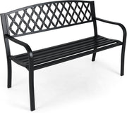 Metal Garden Bench 2-3 Seater Diamond Back Patio Seat