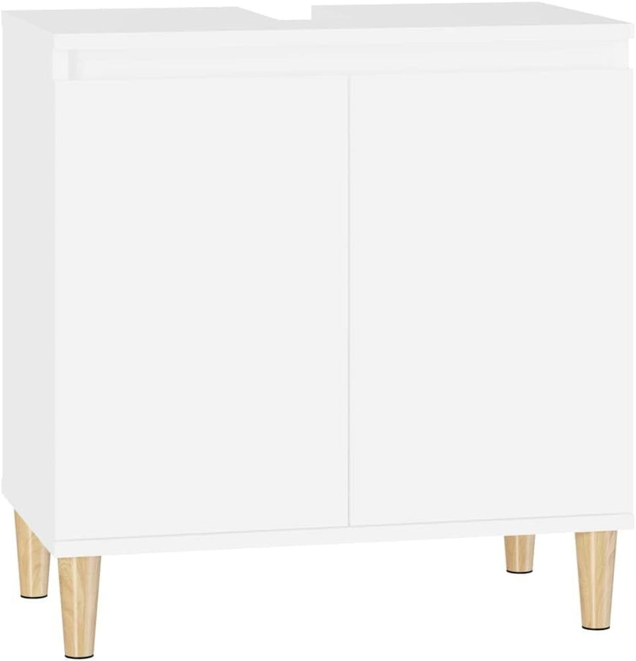 White Under Sink Bathroom Cabinet 58x33x60cm – Modern Vanity Storage Unit