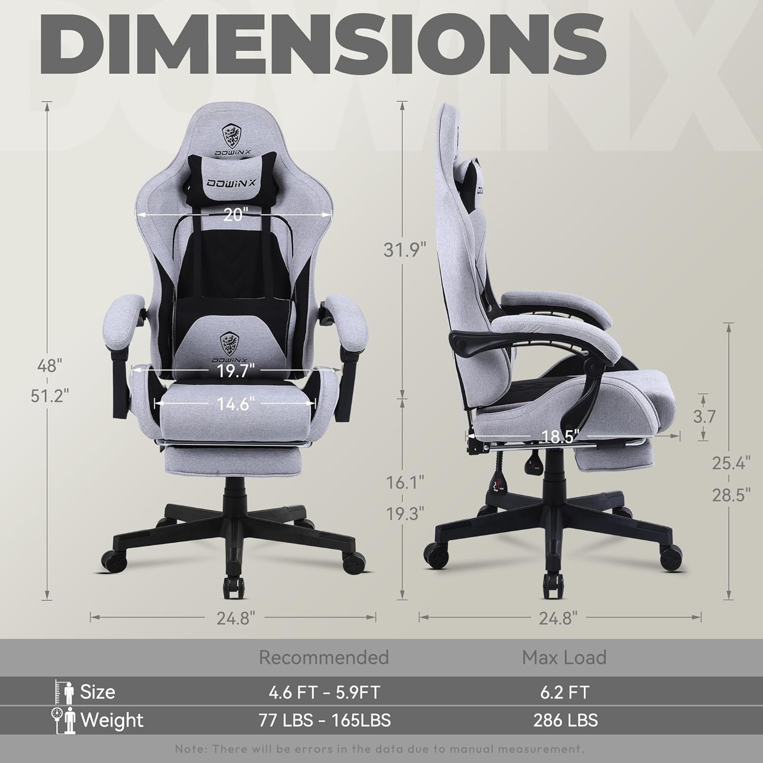 Ergonomic Gaming Chair with Footrest Massage 150kg Grey