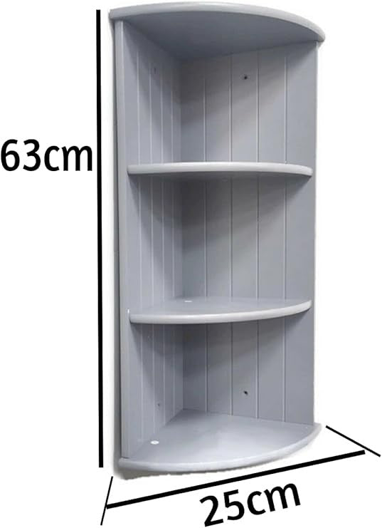 3 Tier Grey Corner Wall Shelf Bathroom Kitchen Storage Unit Modern Display