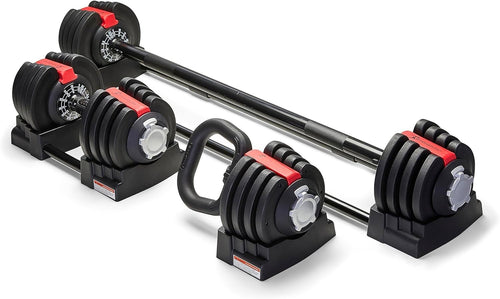 3-in-1 Adjustable Smart Weight Set 2–19kg Dial Barbell Dumbbell Kettlebell