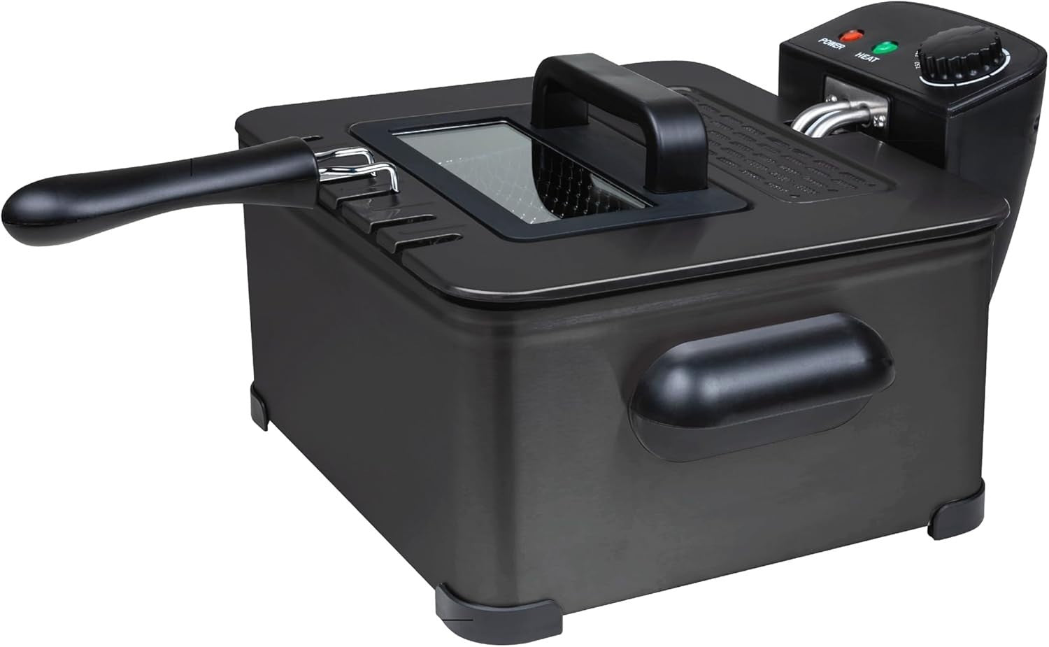 5L Deep Fat Fryer Triple Basket Stainless Steel Adjustable Temp Large Capacity