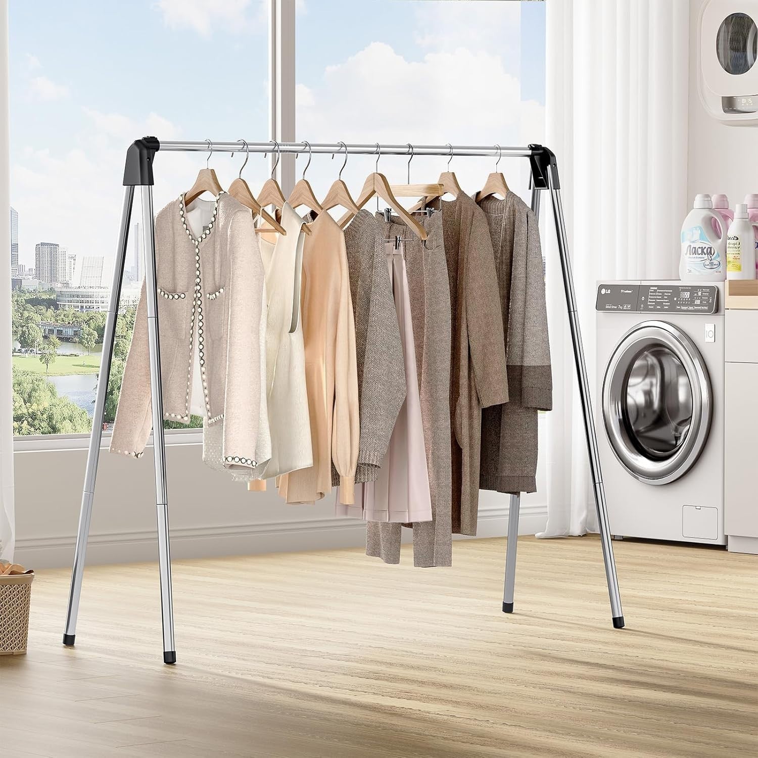 Foldable Stainless Steel Clothes Drying Rack Airer – 121cm