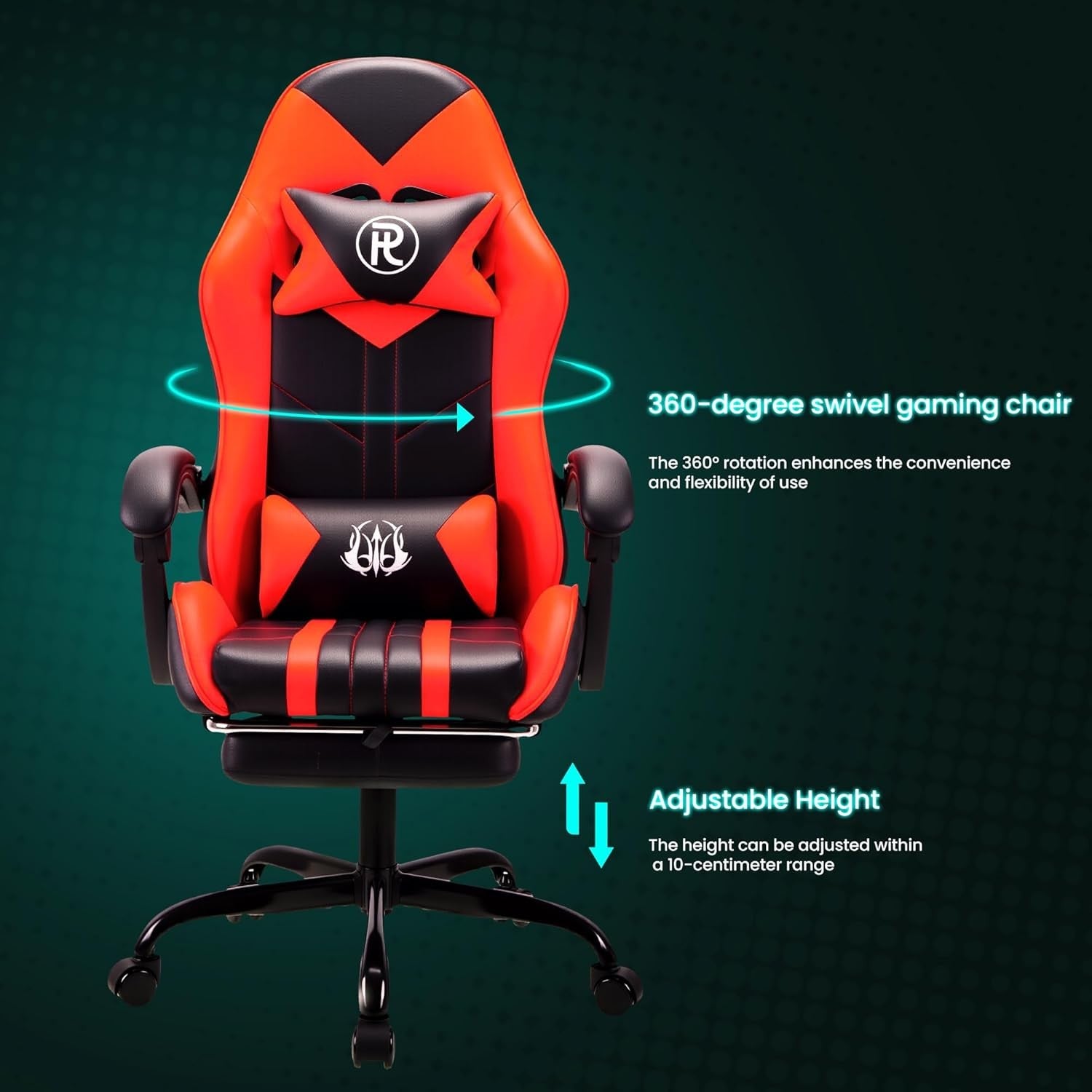 Ergonomic Gaming Chair with Footrest & Lumbar Support – Red PC Seat