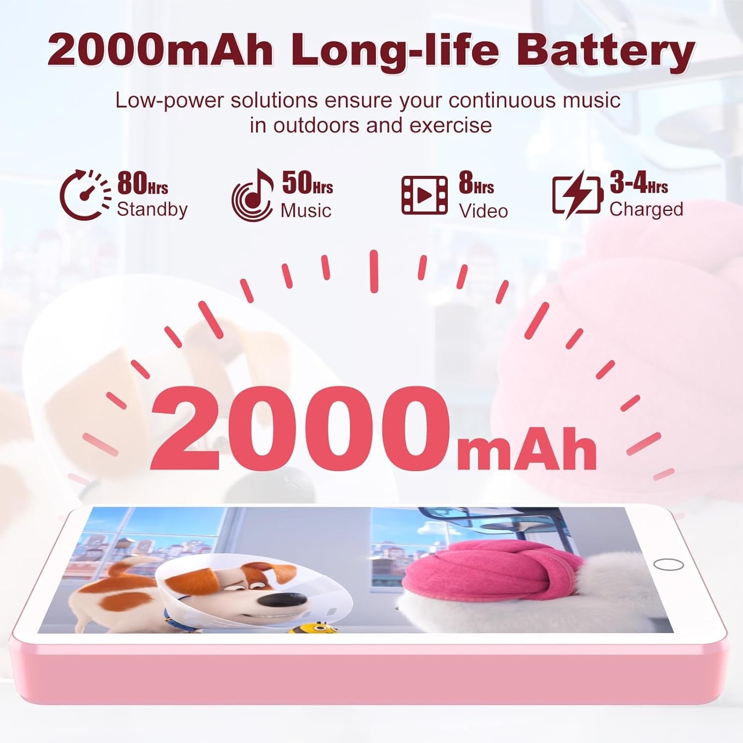 144GB MP3 Player Bluetooth WiFi 4" Touchscreen Android Pink