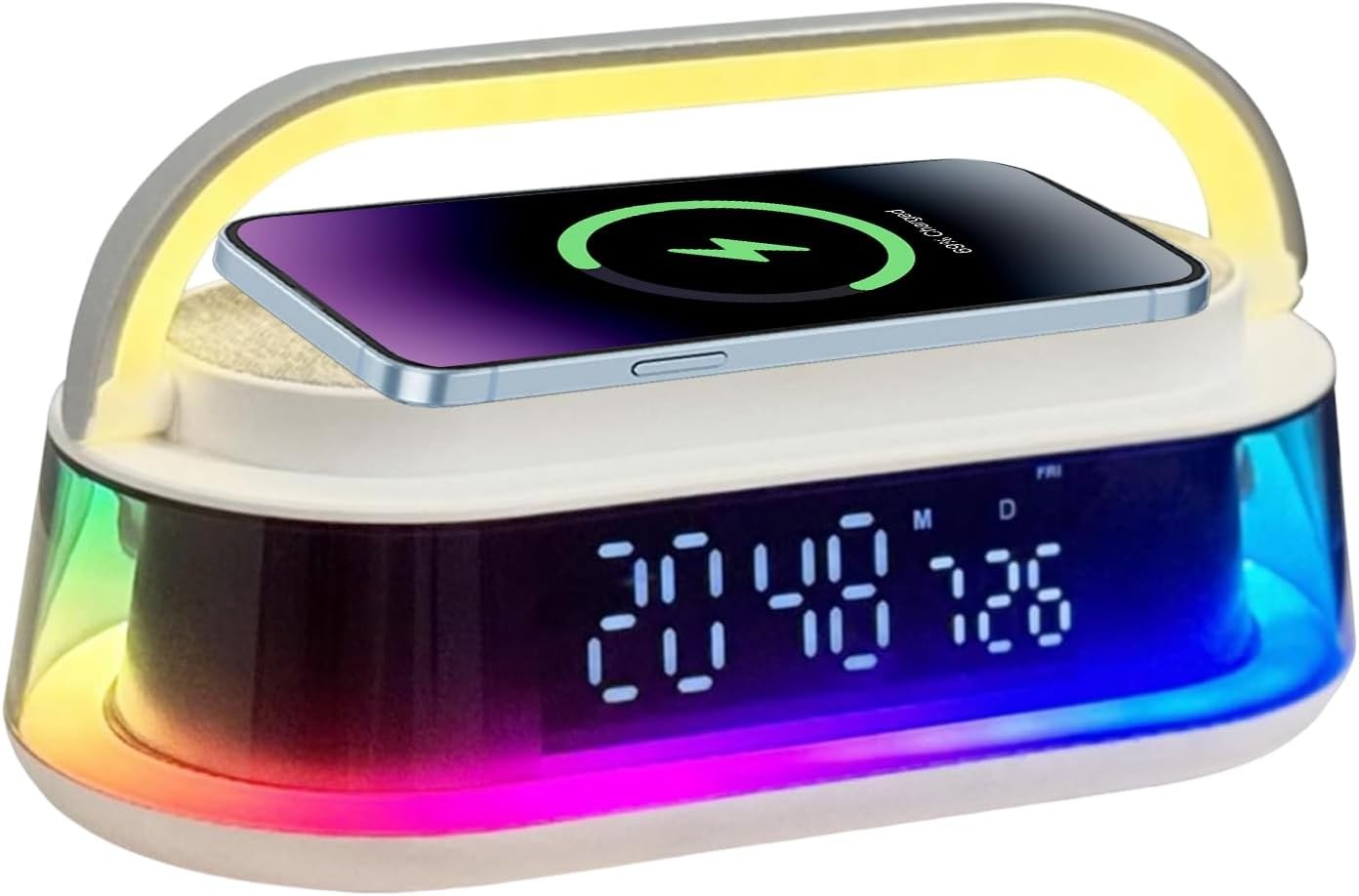 Bluetooth Radio Alarm Clock Wireless Charging Speaker LED Night Light
