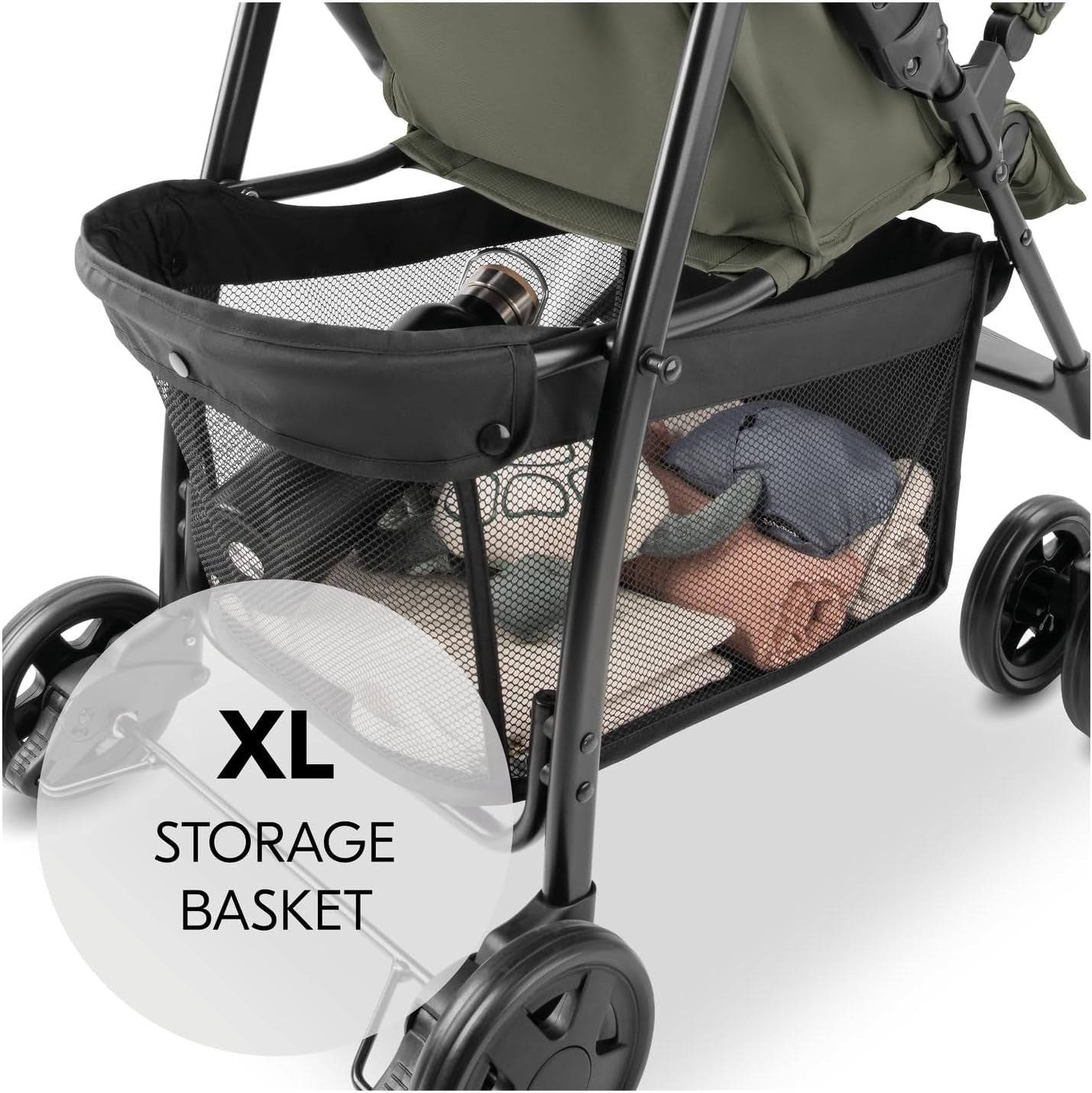Lightweight Travel Pushchair 5.9kg Compact Foldable Reclining Stroller Olive
