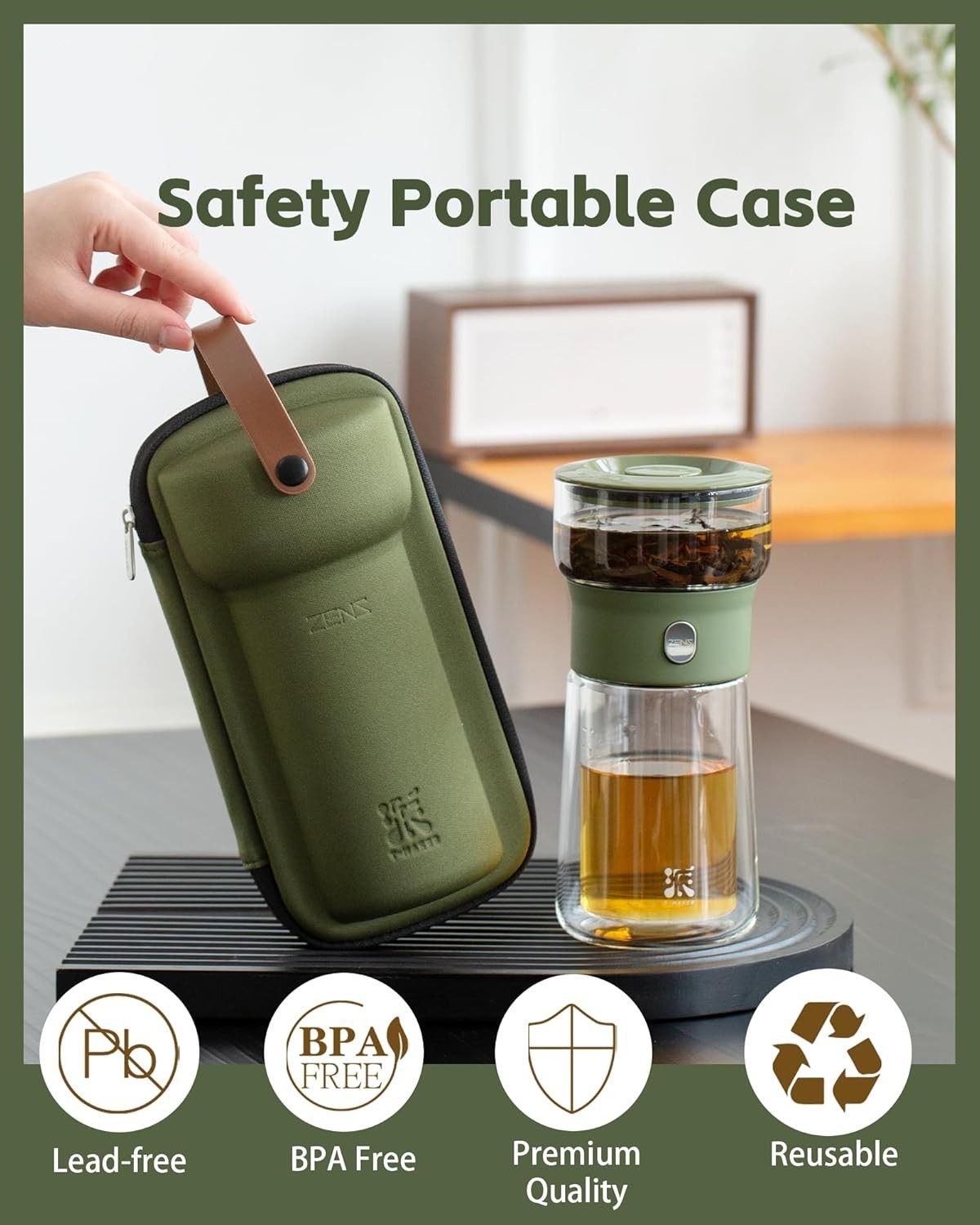 Smart Tea Maker 270ml One Touch Glass Infuser Set with Cup & Case