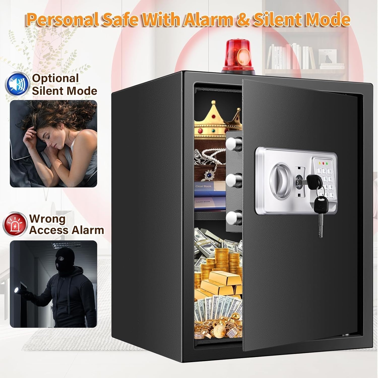 52L Digital Safe Box A4 Document Safe Alarm Security Cabinet Lock