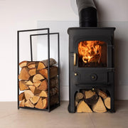 High Capacity Black Matte Iron Log Holder with Solid Base, 10kg Storage