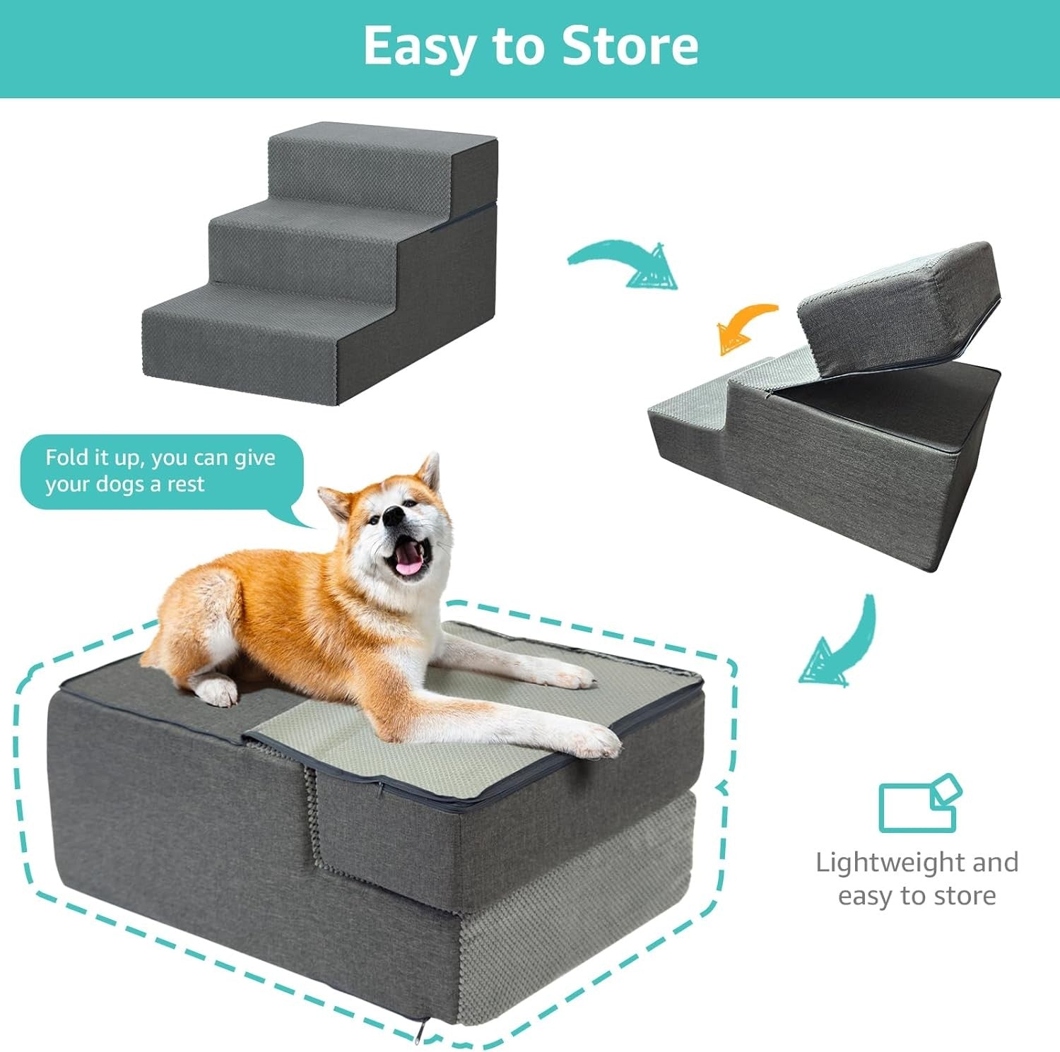 YENING Large Dog Stairs Extra Wide Pet Steps for High Beds 3-Step Ramp
