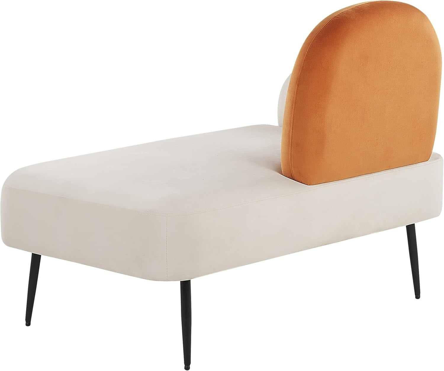 Modern Velvet Left Hand Chaise Lounge White Orange Minimalist Armrest Fabric