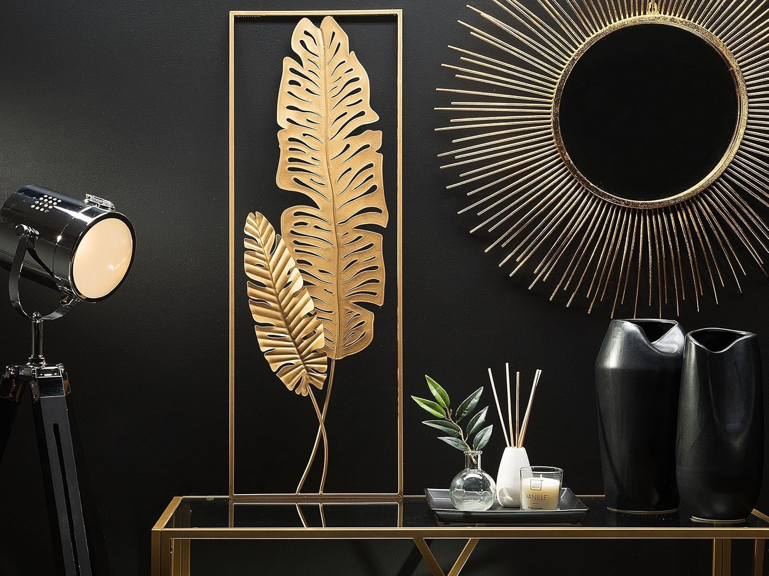 Gold Feather Wall Art Metal Modern Decorative Accent Wall Decor