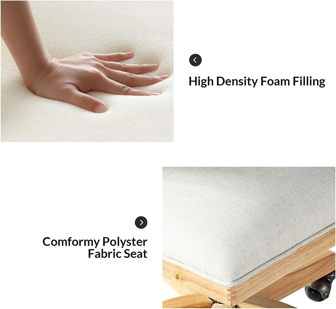 Linen Swivel Office Chair Adjustable Height Upholstered Rattan Desk Seat