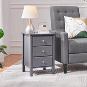 Dark Grey Bedside Tables Set of 2 – Wooden 3 Drawer Nightstand