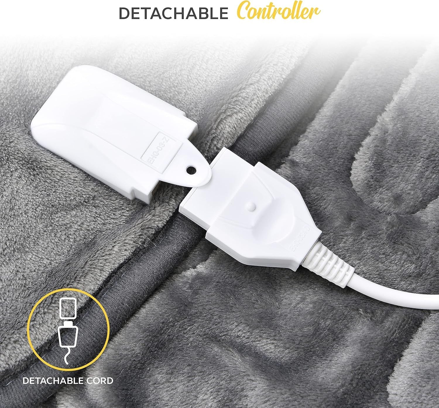 Electric Heated Throw Blanket 130x160cm 9 Heat Levels Timer Washable Grey