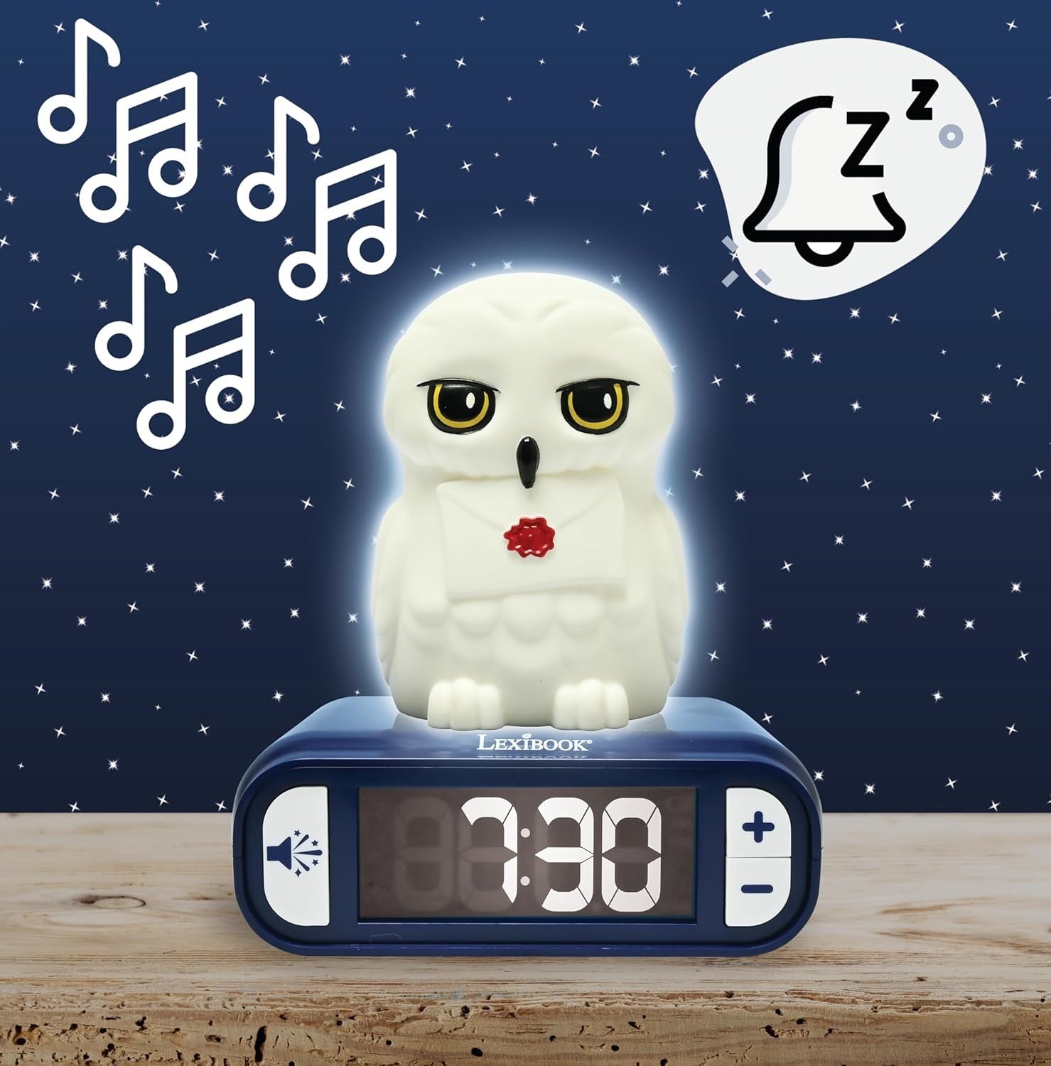 Kids Night Light Alarm Clock Owl Figure LED Backlit LCD Snooze Melodies