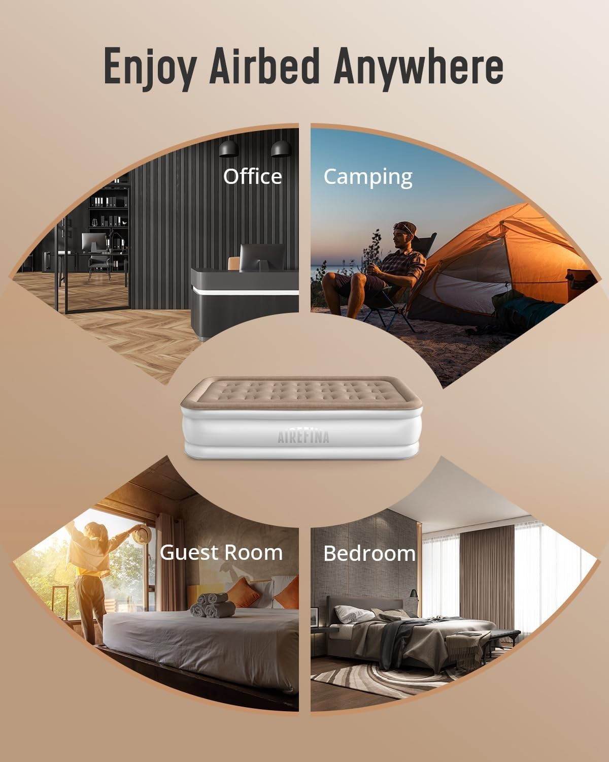 Single Air Bed Built-In Electric Pump Inflatable Mattress Camping Home